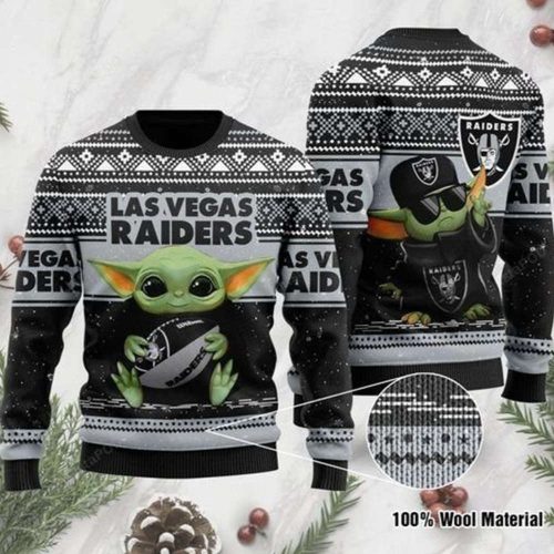 Baby Yoda Las Vegas Raiders Ugly Christmas Sweater