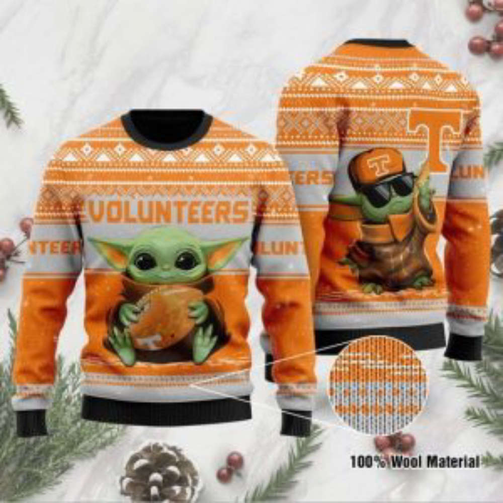 Baby Yoda Tennessee Volunteers Ugly Christmas Sweater, All Over Print Sweatshirt