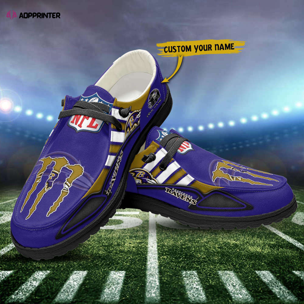 Baltimore Ravens Hey Dude Shoes Loafer Shoes Custom Your Name Fan Gift