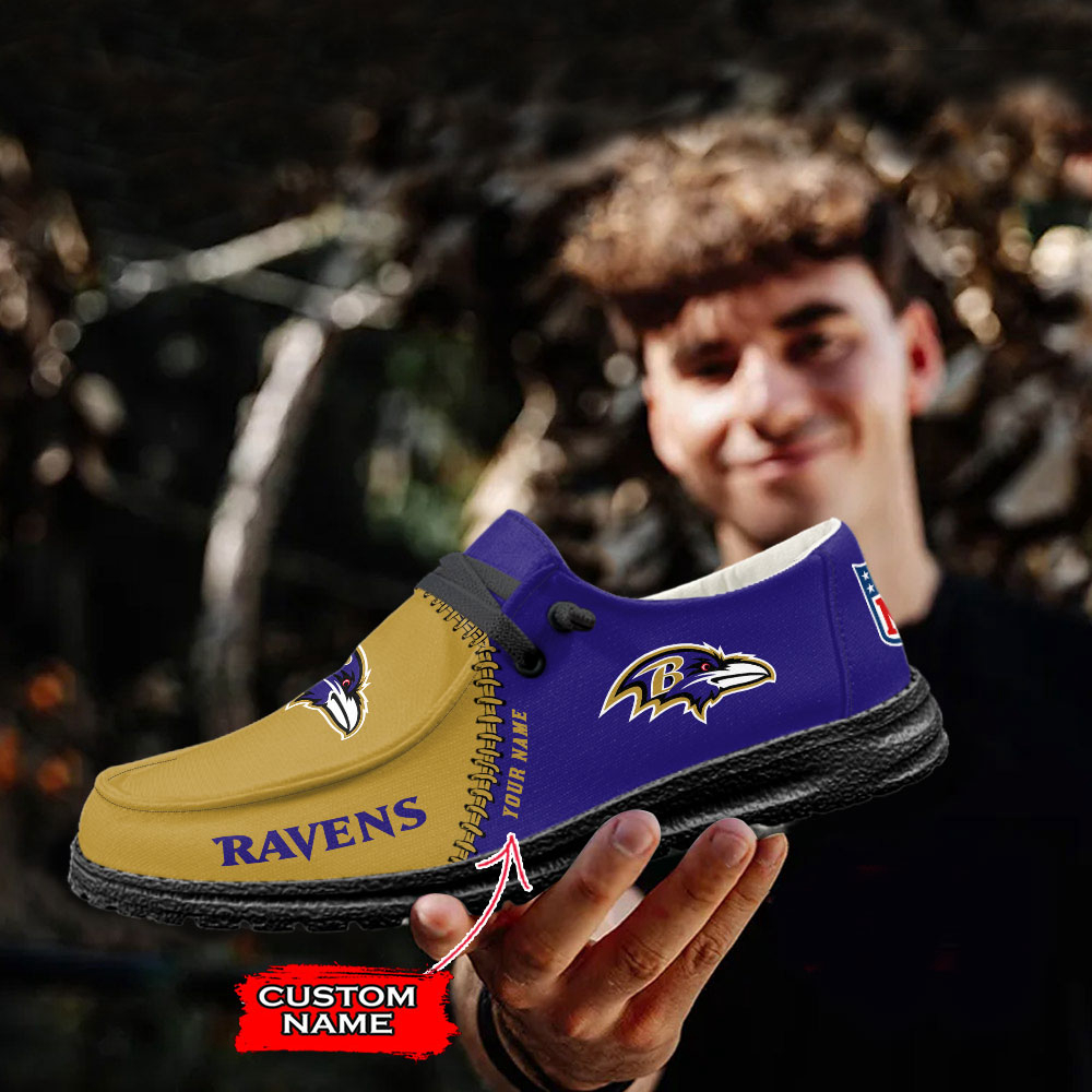 Baltimore Ravens NFL Personalized Hey Dude Sports Shoes – Custom Name Design Perfect Gift For Fans