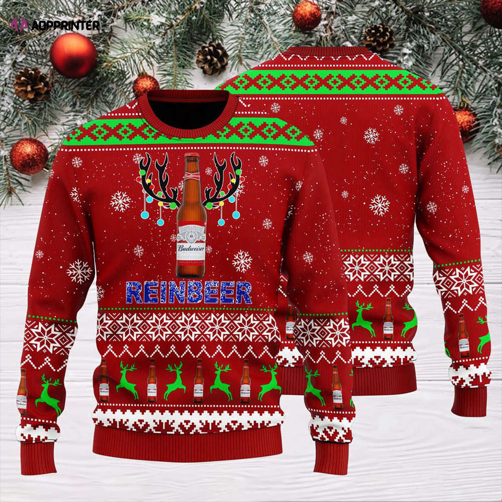 Budweiser Reinbeer Christmas Sweater: Ugly Christmas Gift 2023