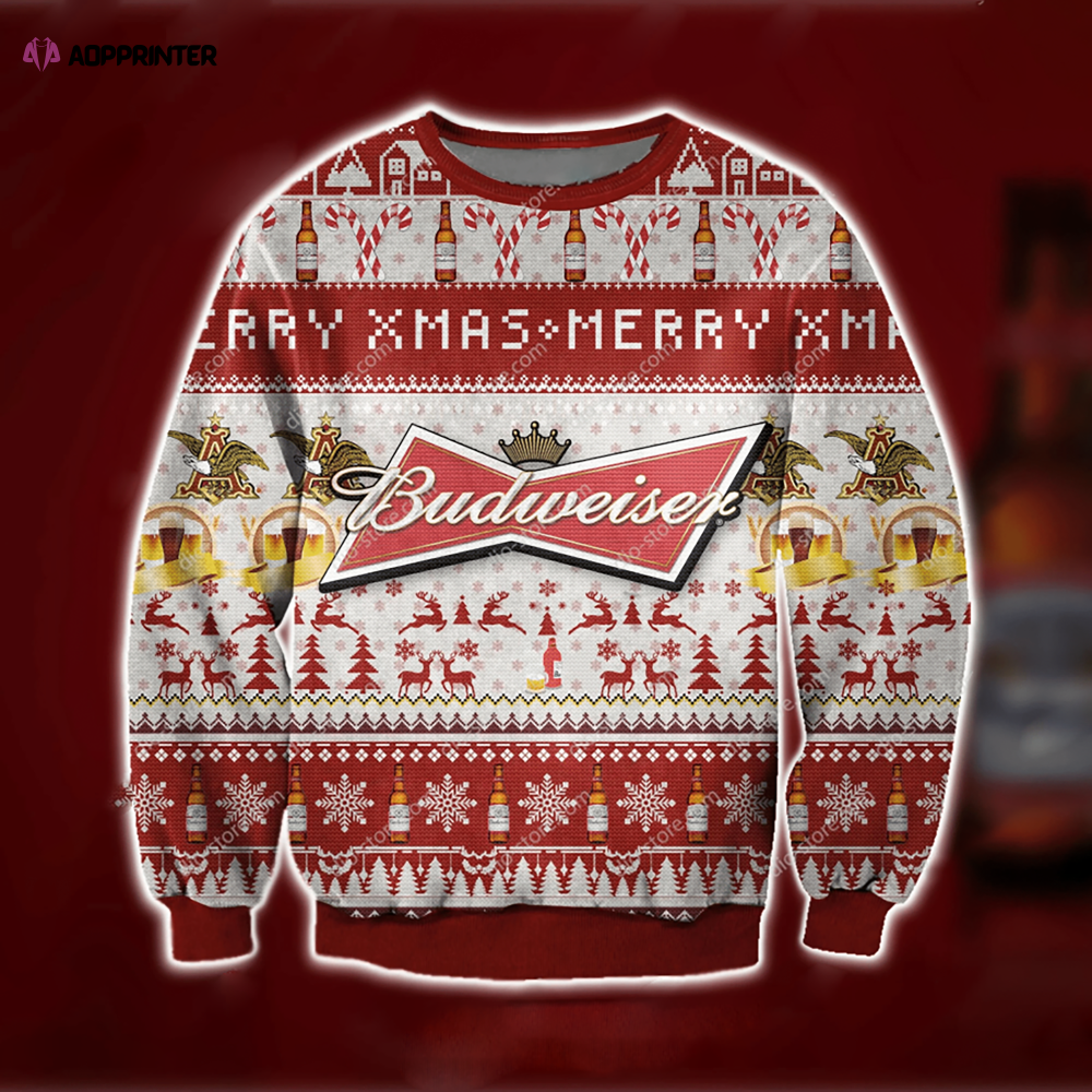 Budweiser Ugly Sweater Christmas Apparel: Beer Drinking Tshirt & Hoodie – Perfect Gift for Christmas 2023