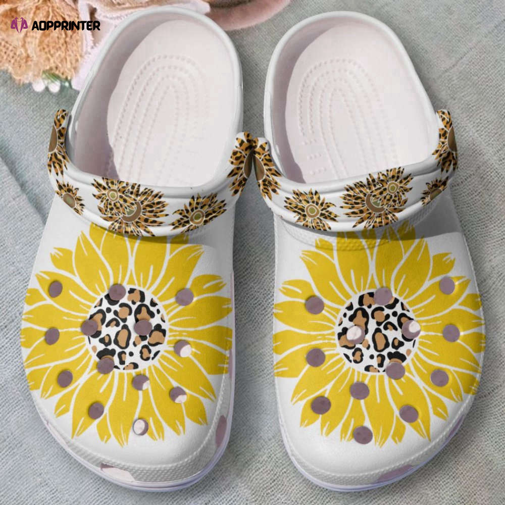 Cheetah Sunflower Sunlight Clog Whitesole Crocs Crocband Clog