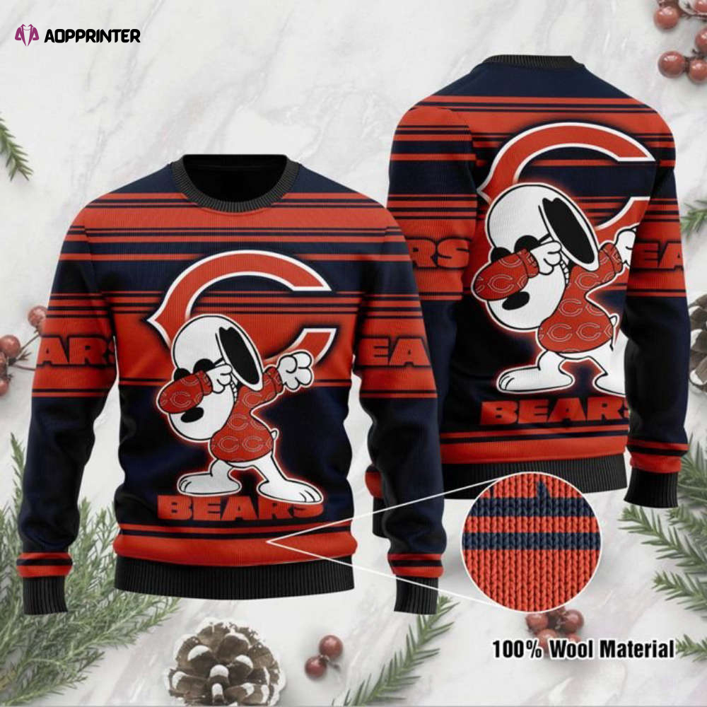 Chicago Bears Snoopy Dabbing 3D Ugly Christmas Sweater