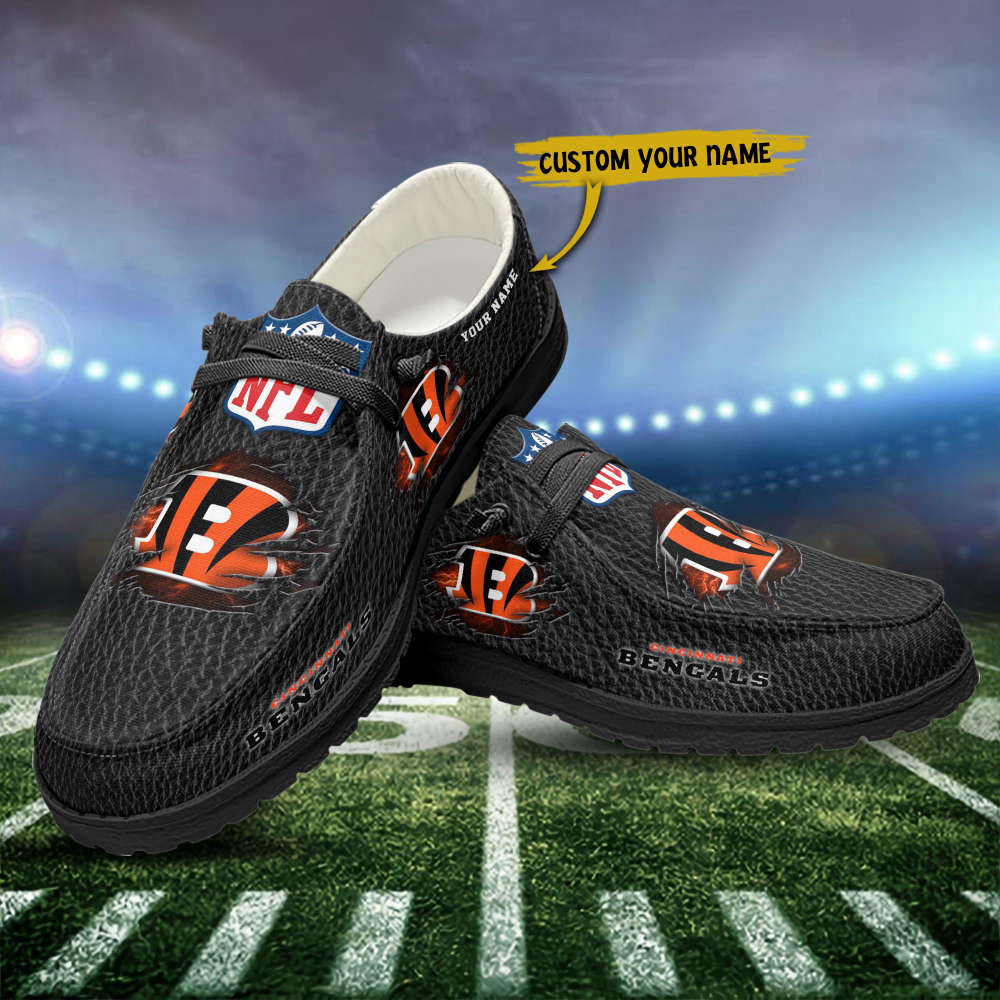 Cincinnati Bengals NFL Personalized Hey Dude Sports Shoes – Custom Name Design Perfect Gift
