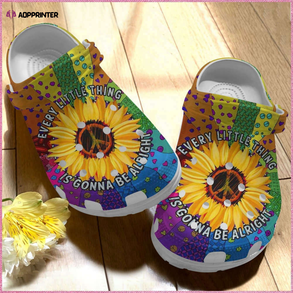 Colorful Heart Hippie Sunflower Crocs Crocband Clog