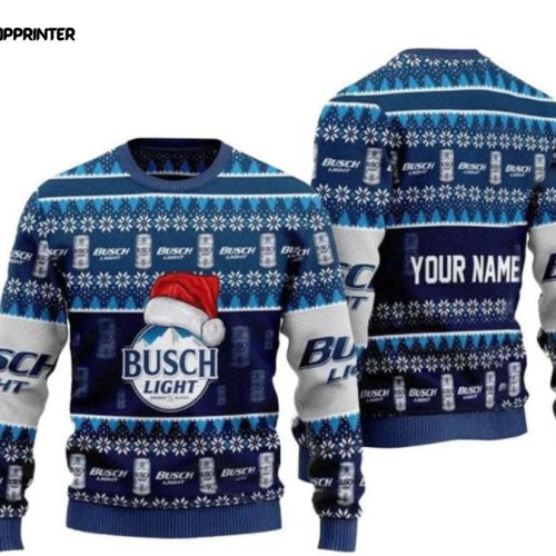 Custom Busch Light Santa Ugly Christmas Sweater – Xmas Gift Sweatshirt for Men Women Kids