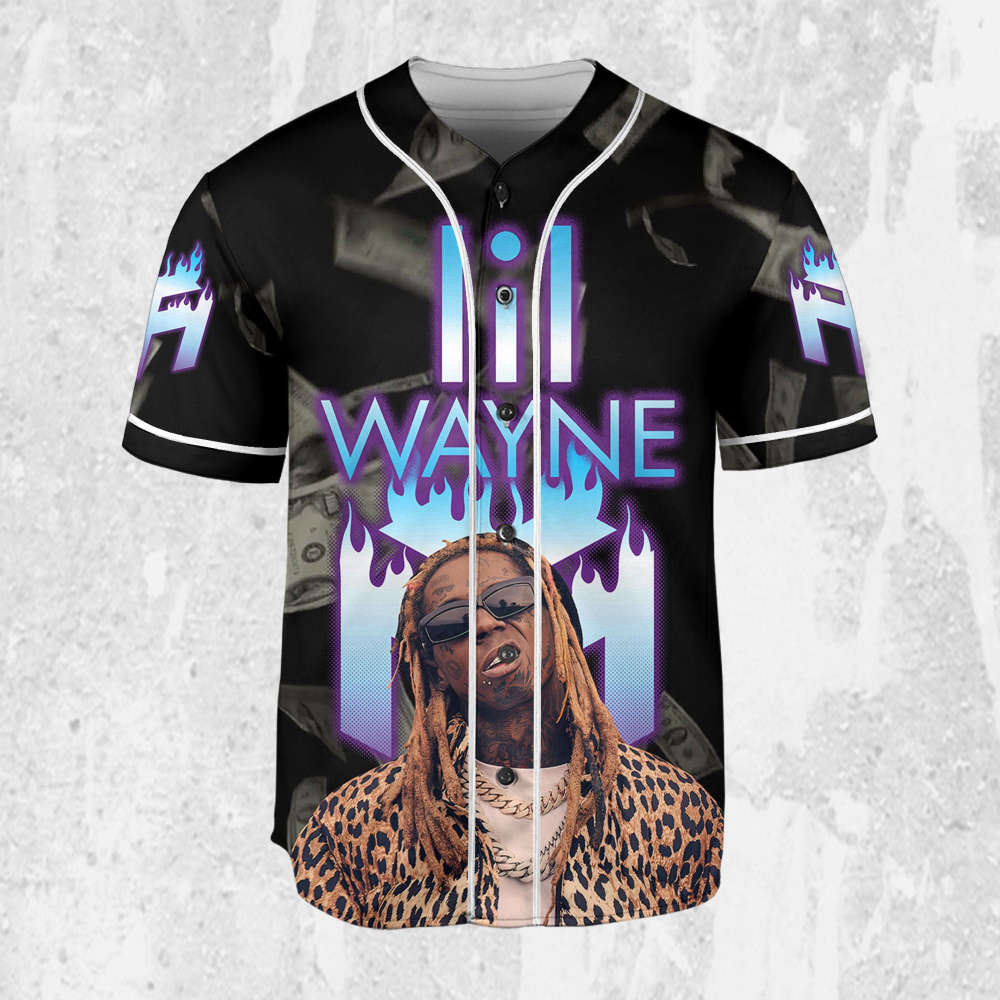 Custom Lil Wayne Flames Baseball Jersey – Personalize Your Young Money Rap Shirt