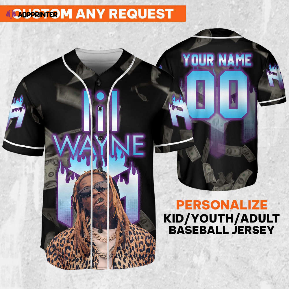 Custom Lil Wayne Flames Baseball Jersey – Personalize Your Young Money Rap Shirt