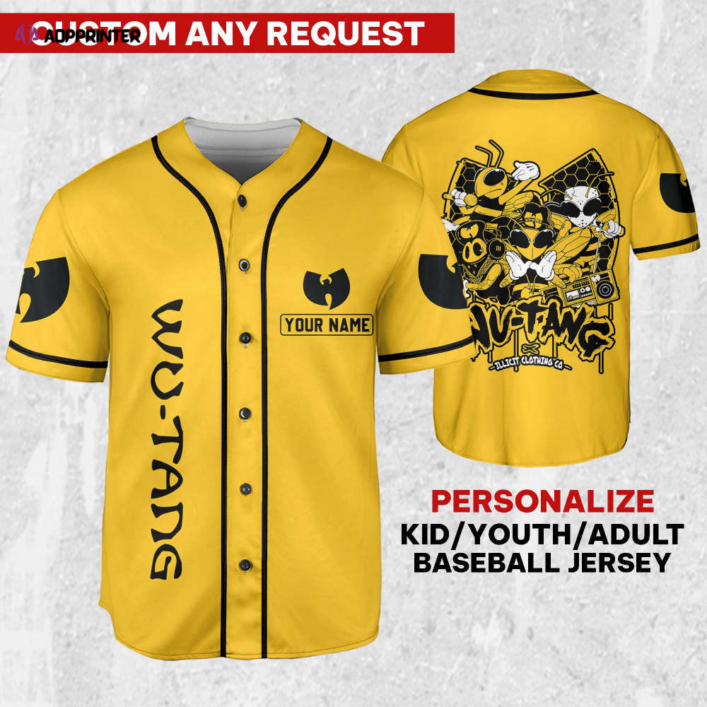 Custom Wu-Tang Bee Illictit Yellow Jersey – Personalized Tang Baseball Shirt for Rock and Roll Fans