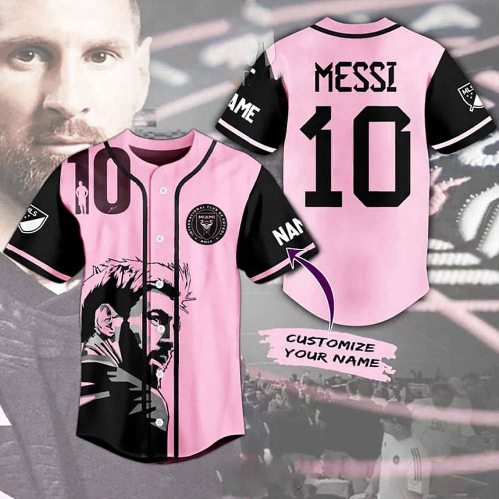 Customized Lionel Messi Baseball Jersey Miami FC 2023 International Major League Shirt Gift for Fan