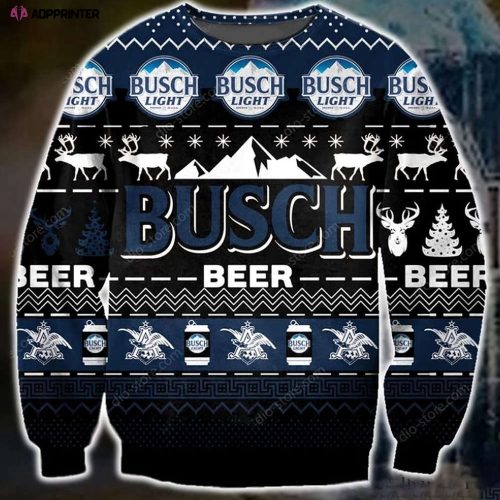 Dark 3D Christmas Ugly Sweater Festive Gift 2023 – Busch Beer Pattern