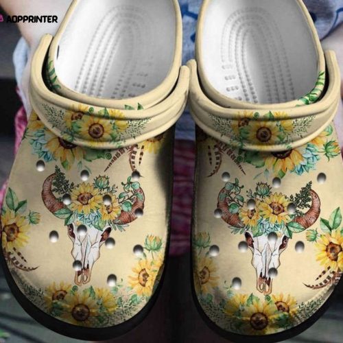 Deer Skull Sunflowers Art Crocs Crocband Clog