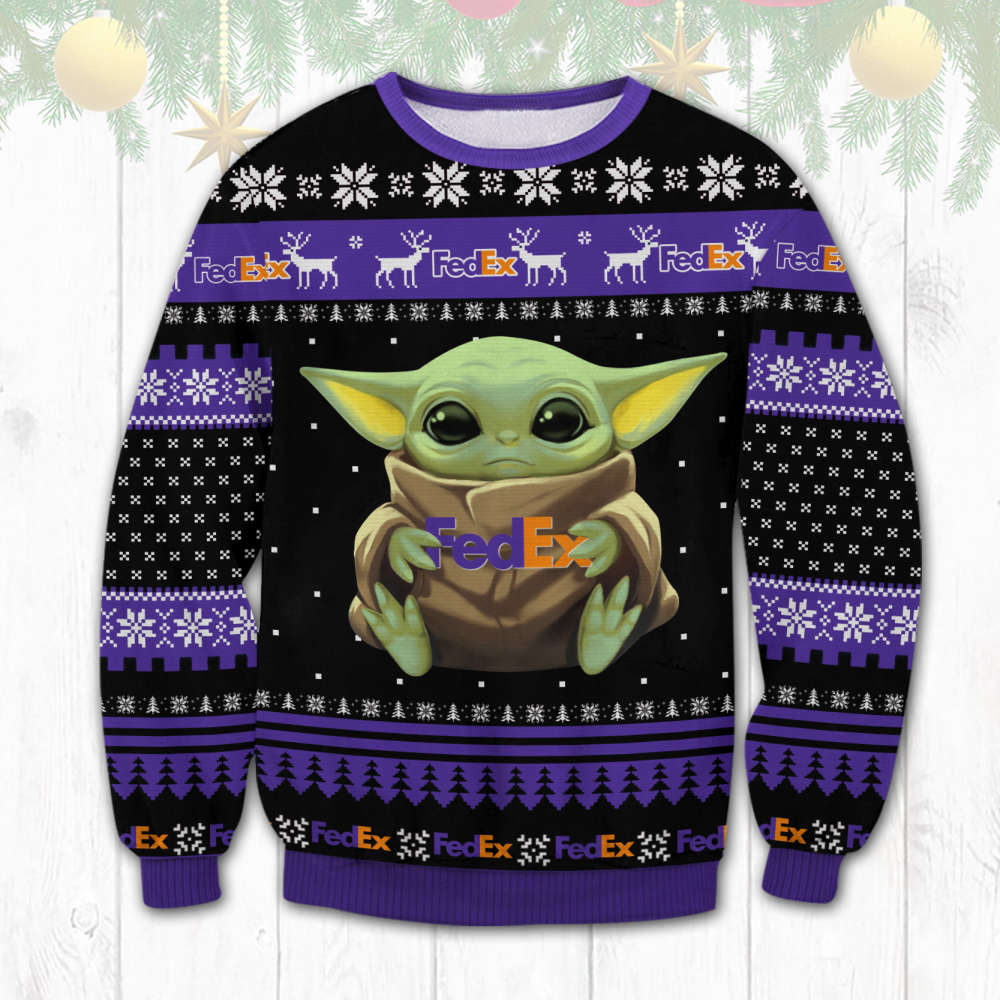 FedEx Baby Yoda Ugly Sweater FD150923DHN4DKD