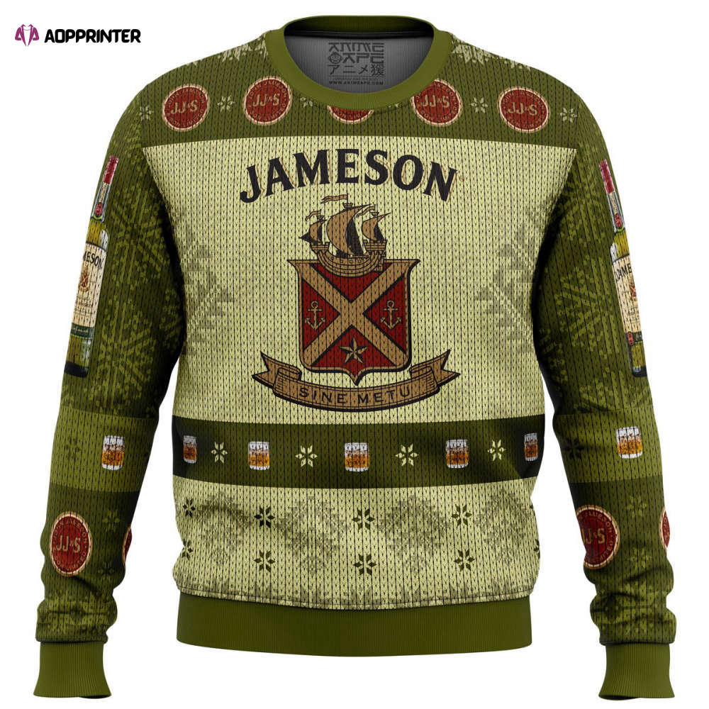 Get Festive with Comfimerch s Jameson Irish Whiskey Ugly Christmas Sweater!