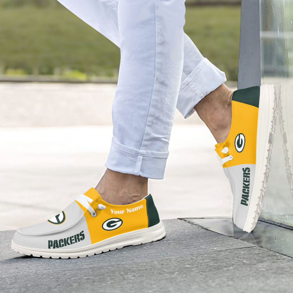 Green Bay Packers NFL Personalized Hey Dude Sports Shoes – Custom Name Design Perfect Gift