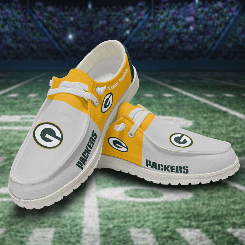 Green Bay Packers NFL Personalized Hey Dude Sports Shoes – Custom Name Design Perfect Gift