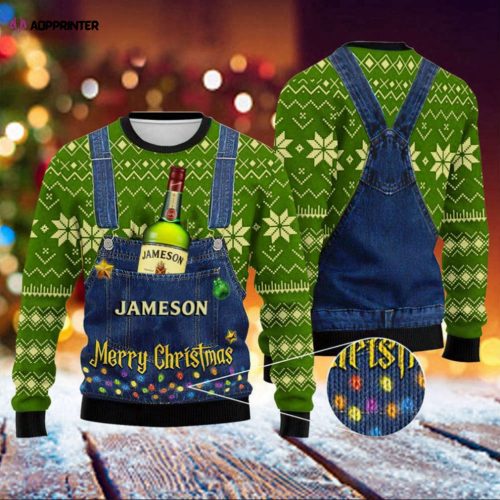 Jameson Irish Whiskey Ugly Knitted Christmas Sweatshirt, Jameson Irish Whiskey Xmas Sweater, Christmas Sweater, Ugly Christmas Sweater