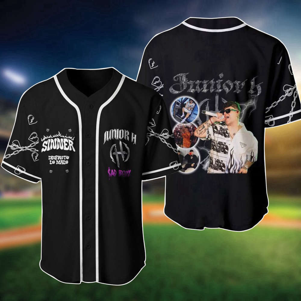 Junior H Baseball Jersey, Sad Boyz Tour 3D Shirt, Junior H Merch, Rap Hip Hop Button Down Shirt, Gift For Fan