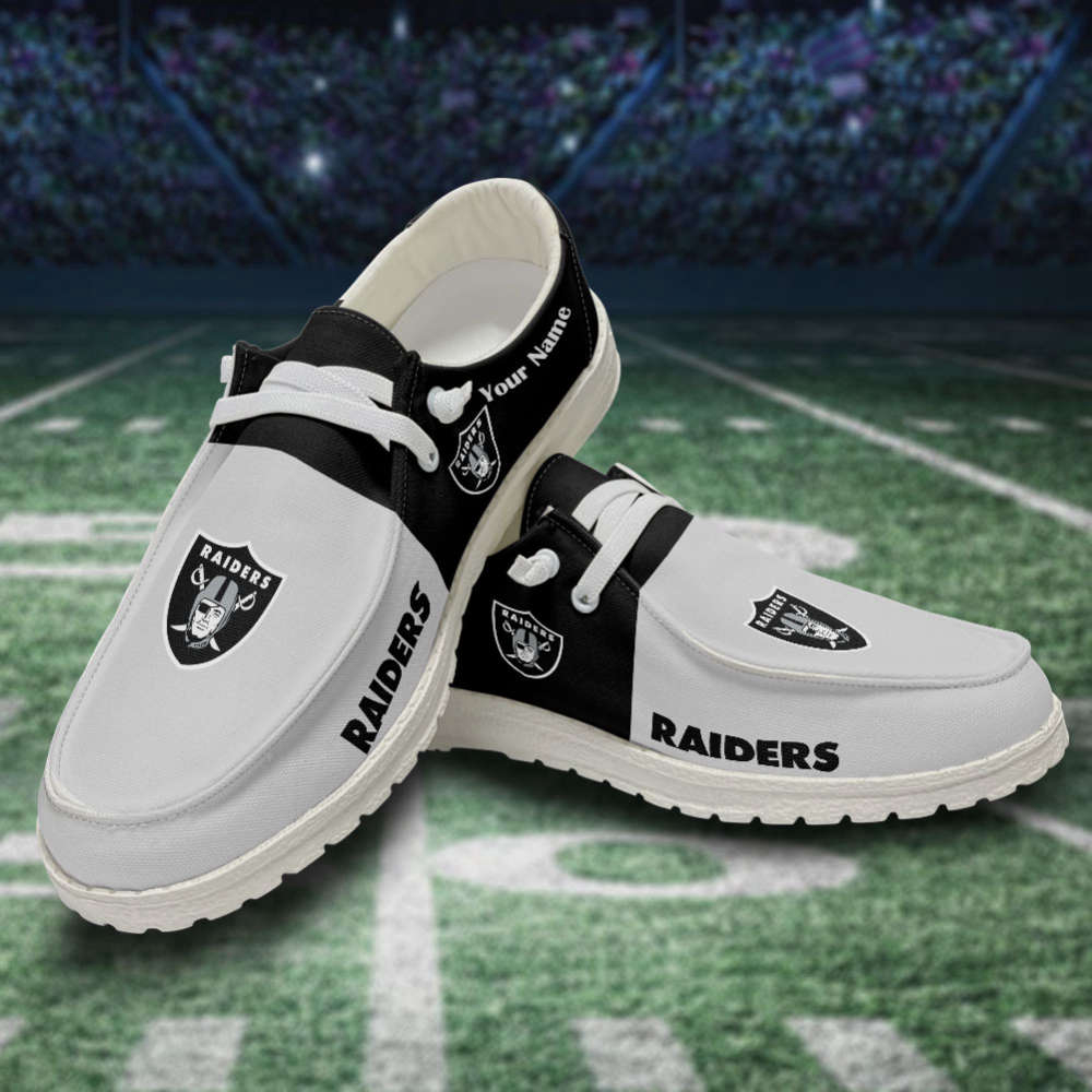 Las Vegas Raiders Personalized Hey Dude Sports Shoes – Custom Name Design Perfect Gift