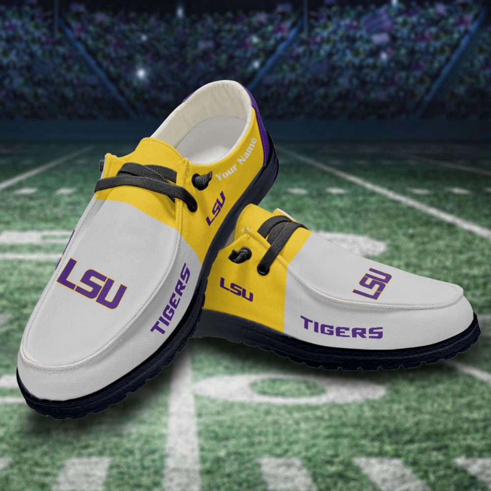 LSU Tigers NCAA Personalized Hey Dude Sports Shoes – Custom Name Design Perfect Gift