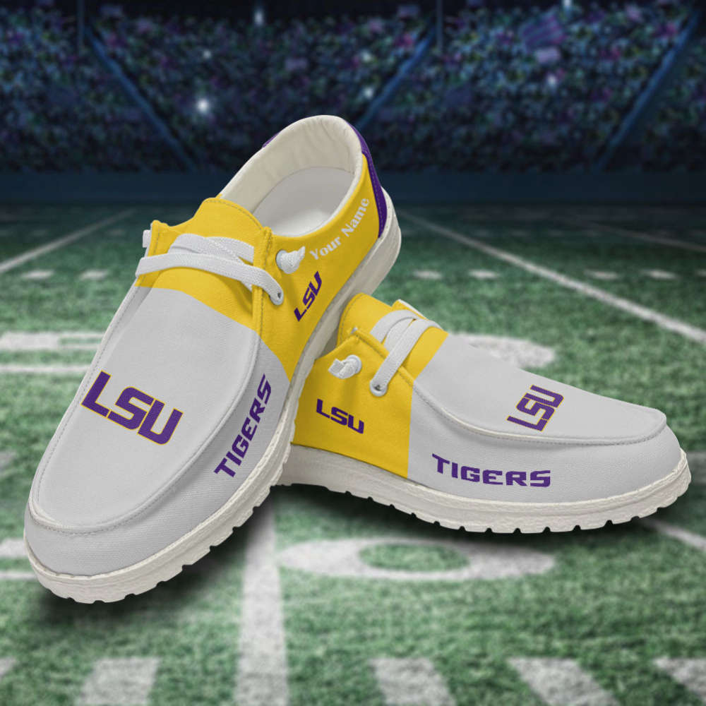 LSU Tigers Personalized Hey Dude Sports Shoes – Custom Name Design Perfect Gift