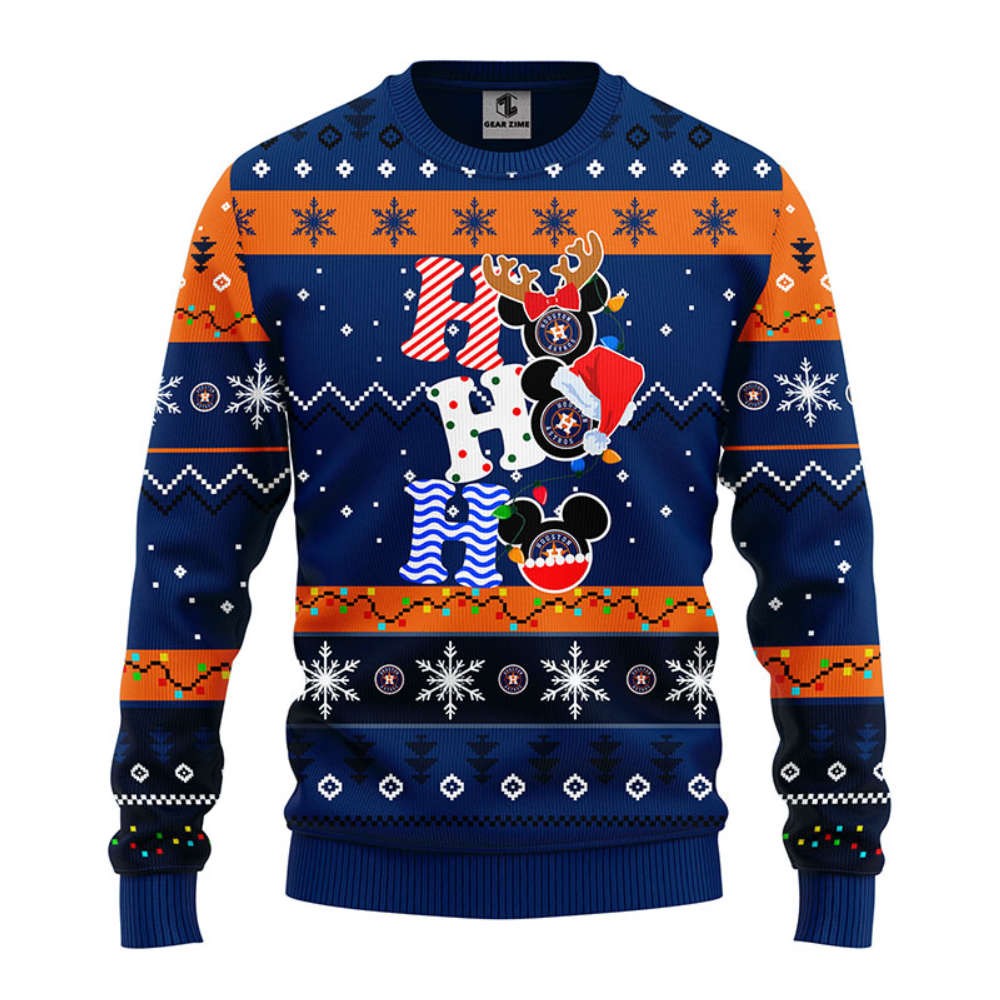 MLB Houston Astros HoHoHo Mickey Christmas Ugly Sweater -Neon GIft