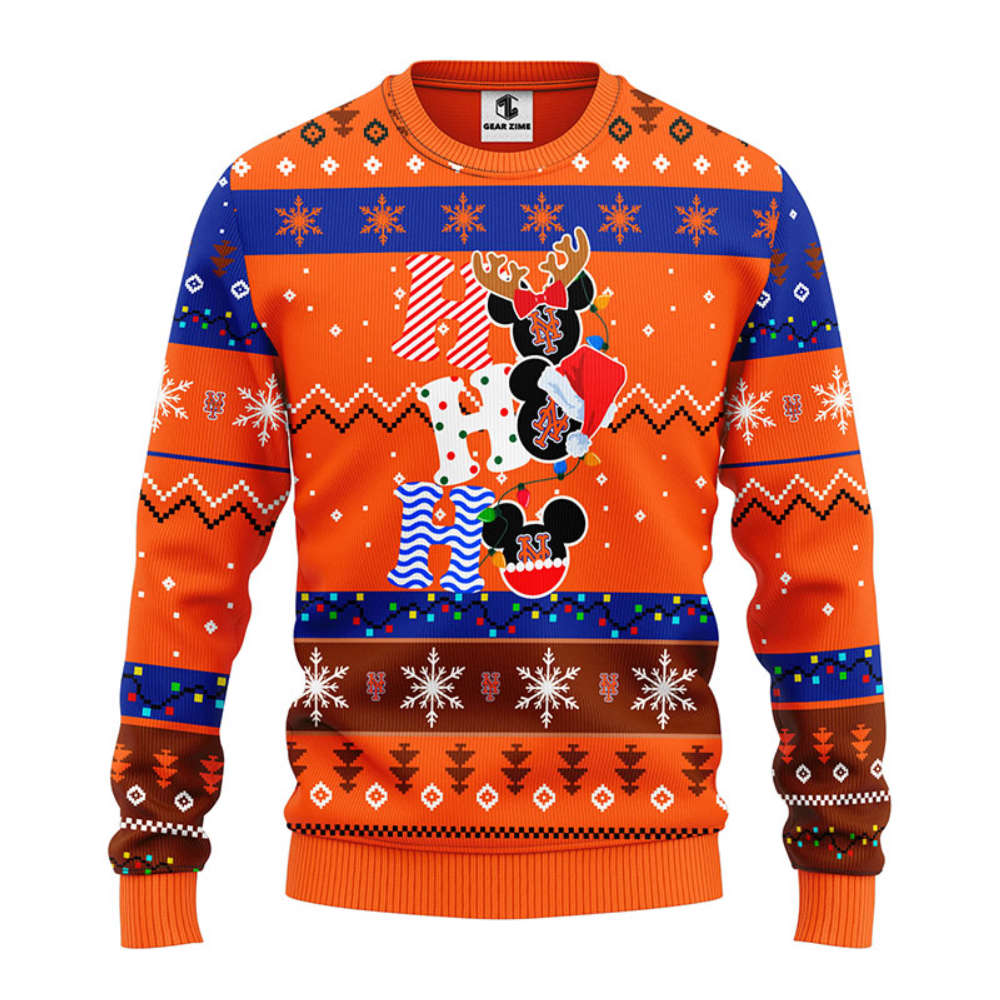 MLB New York Mets HoHoHo Mickey Christmas Ugly Sweater -Neon GIft