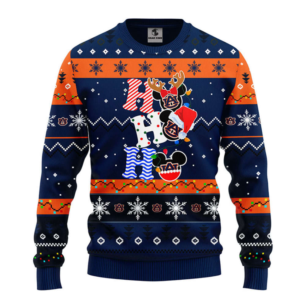 NCAA Auburn Tigers HoHoHo Mickey Christmas Ugly Sweater -Neon GIft