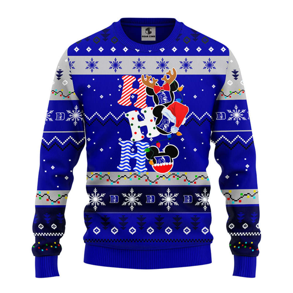 NCAA Duke Blue Devils HoHoHo Mickey Christmas Ugly Sweater -Neon GIft