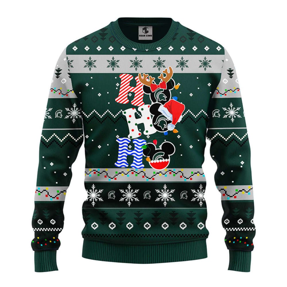NCAA Michigan State Spartans HoHoHo Mickey Christmas Ugly Sweater – Christmas Noen Gift