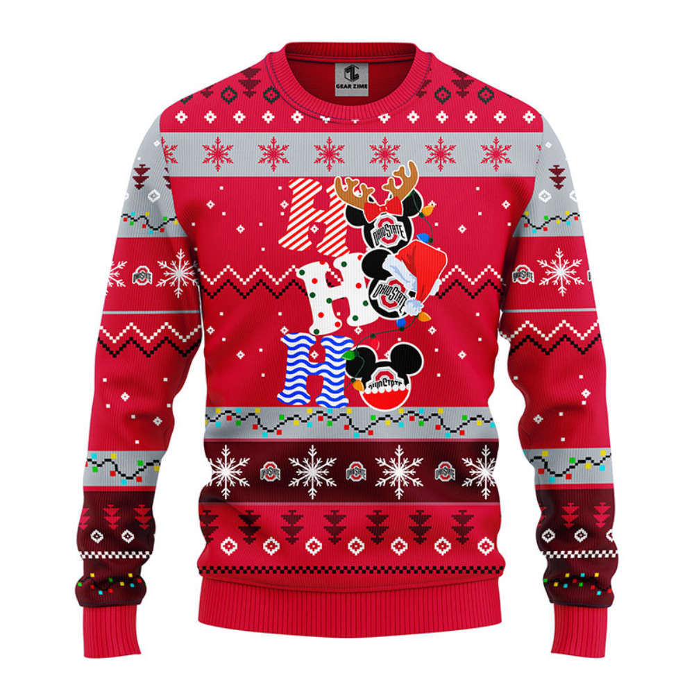 NCAA Ohio State Buckeyes HoHoHo Mickey Christmas Ugly Sweater -Neon GIft