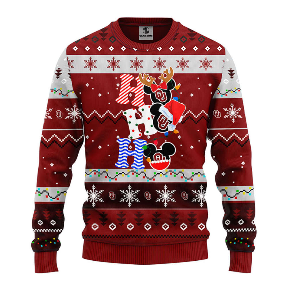 NCAA Oklahoma Sooners HoHoHo Mickey Christmas Ugly Sweater – Christmas Noen Gift