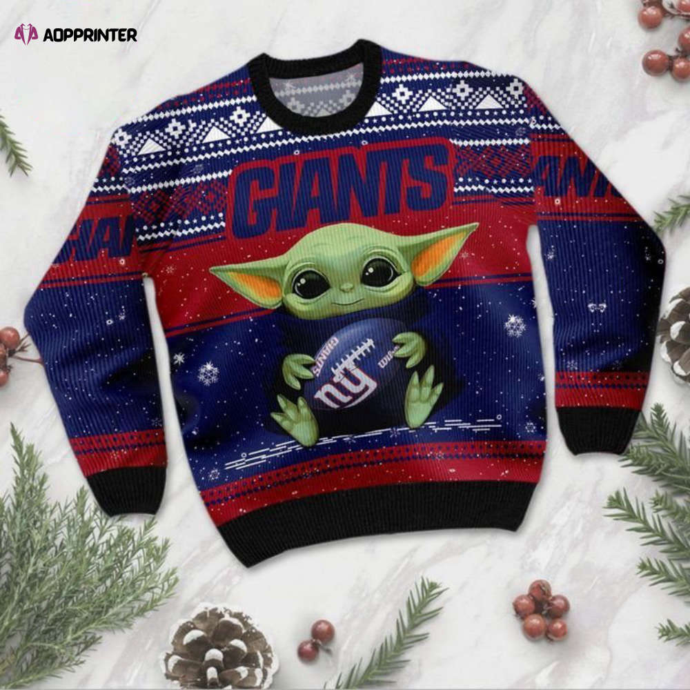 New York Giants Baby Yoda Ugly Christmas Sweater, All Over Print Sweatshirt