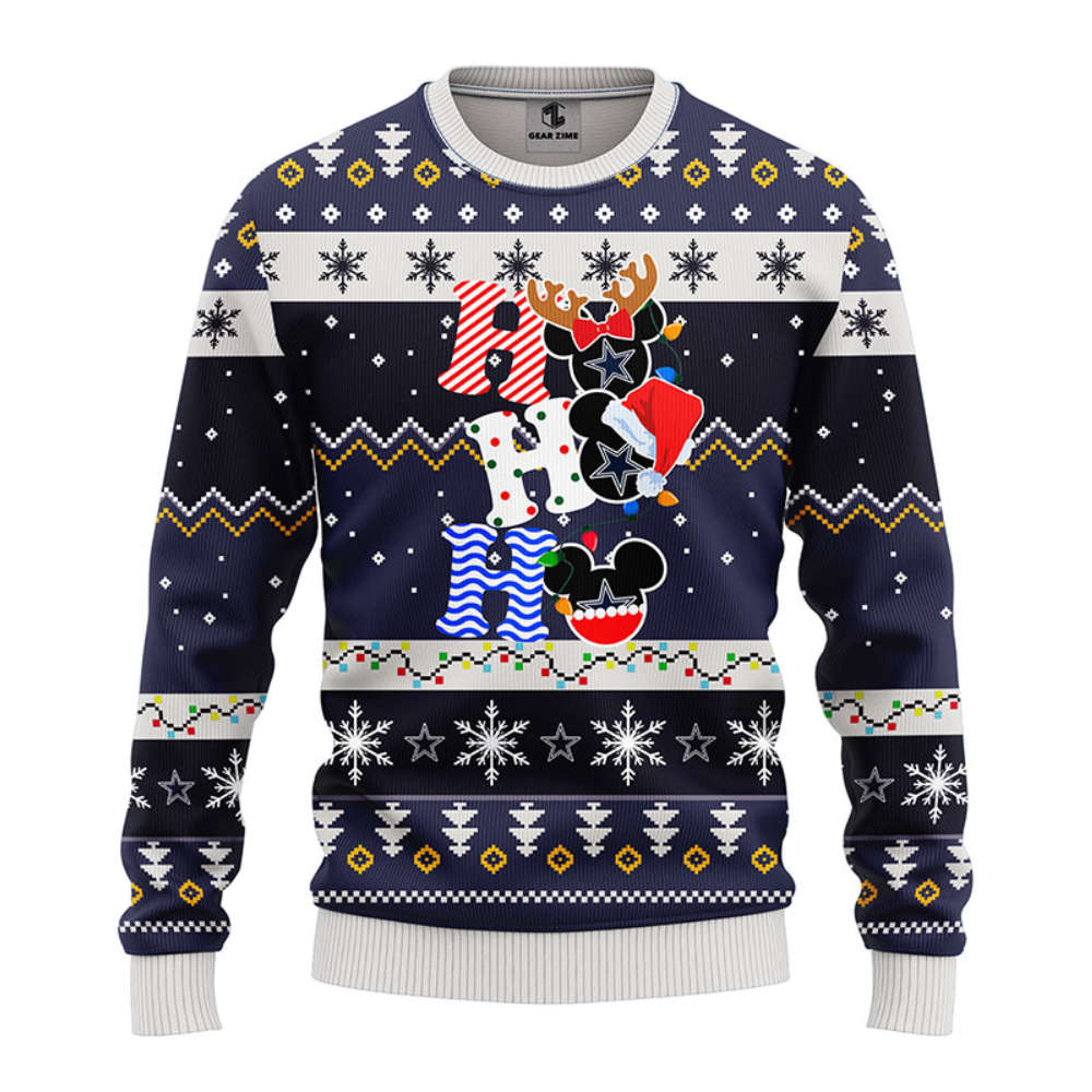 NFL Dallas Cowboys HoHoHo Mickey Christmas Ugly Sweater -Neon GIft