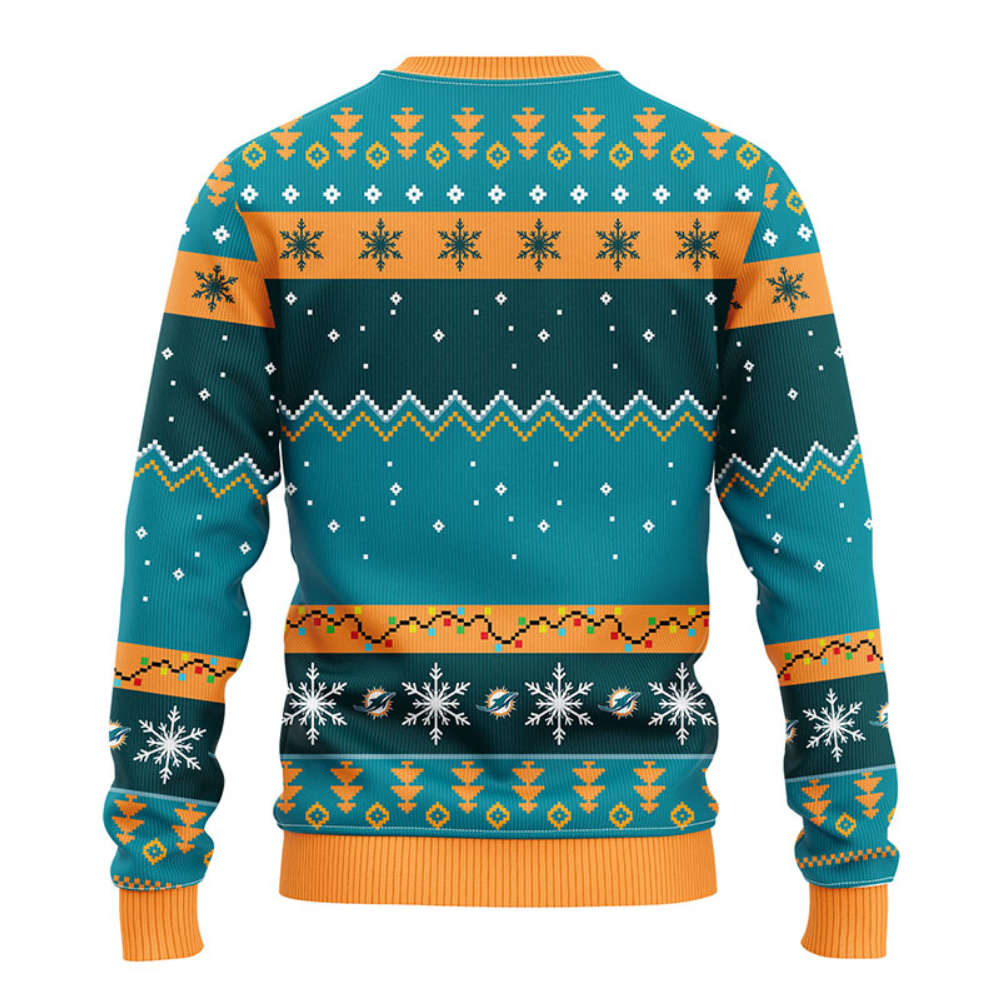 NFL Miami Dolphins HoHoHo Mickey Christmas Ugly Sweater -Neon GIft