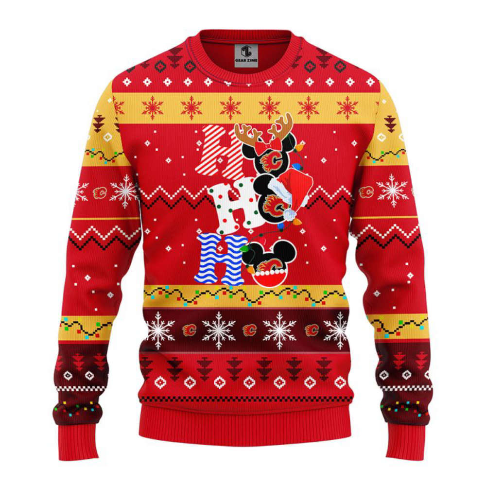 NHL Calgary Flames HoHoHo Mickey Christmas Ugly Sweater – Christmas Gift