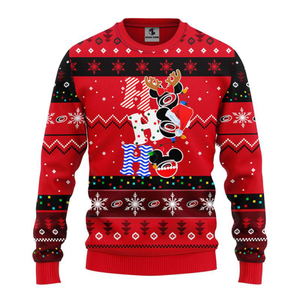 NHL Carolina Hurricanes HoHoHo Mickey Christmas Ugly Sweater – Christmas Gift