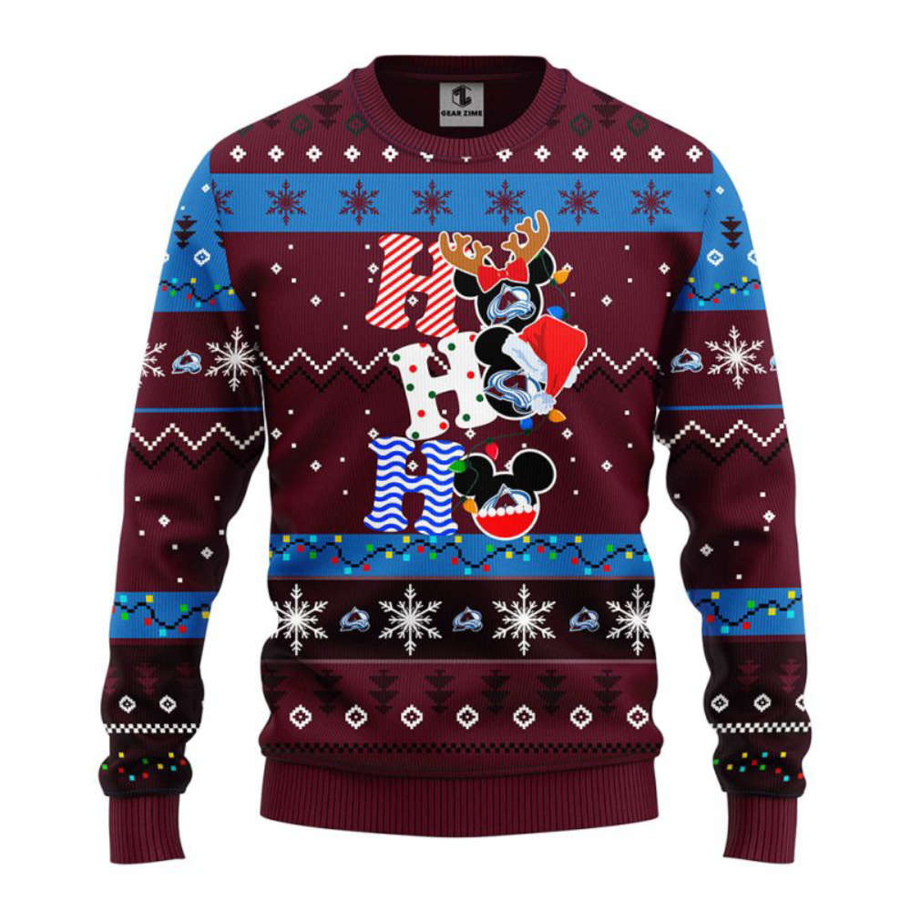 NHL Colorado Avalanche HoHoHo Mickey Christmas Ugly Sweater – Christmas Gift