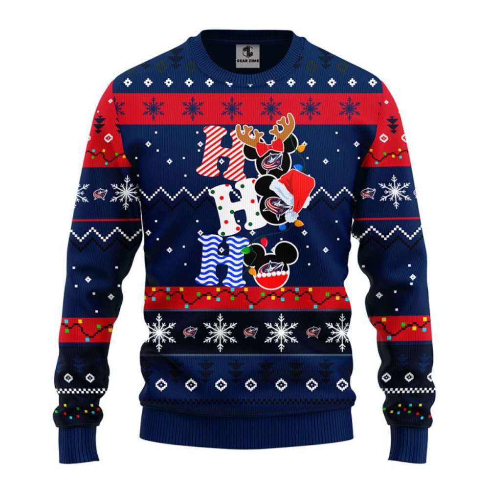 NHL Columbus Blue Jackets HoHoHo Mickey Christmas Ugly Sweater – Christmas Gift