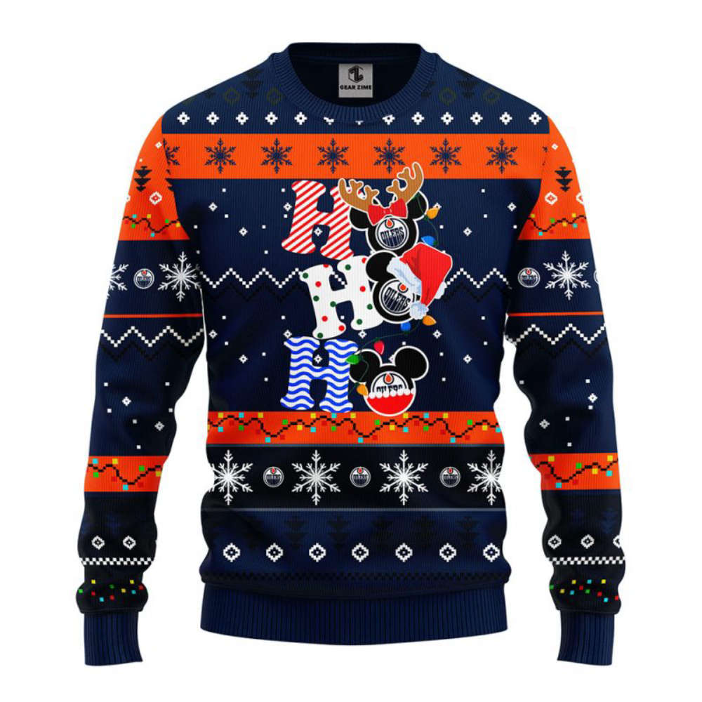 NHL Edmonton Oilers HoHoHo Mickey Christmas Ugly Sweater – Christmas Gift