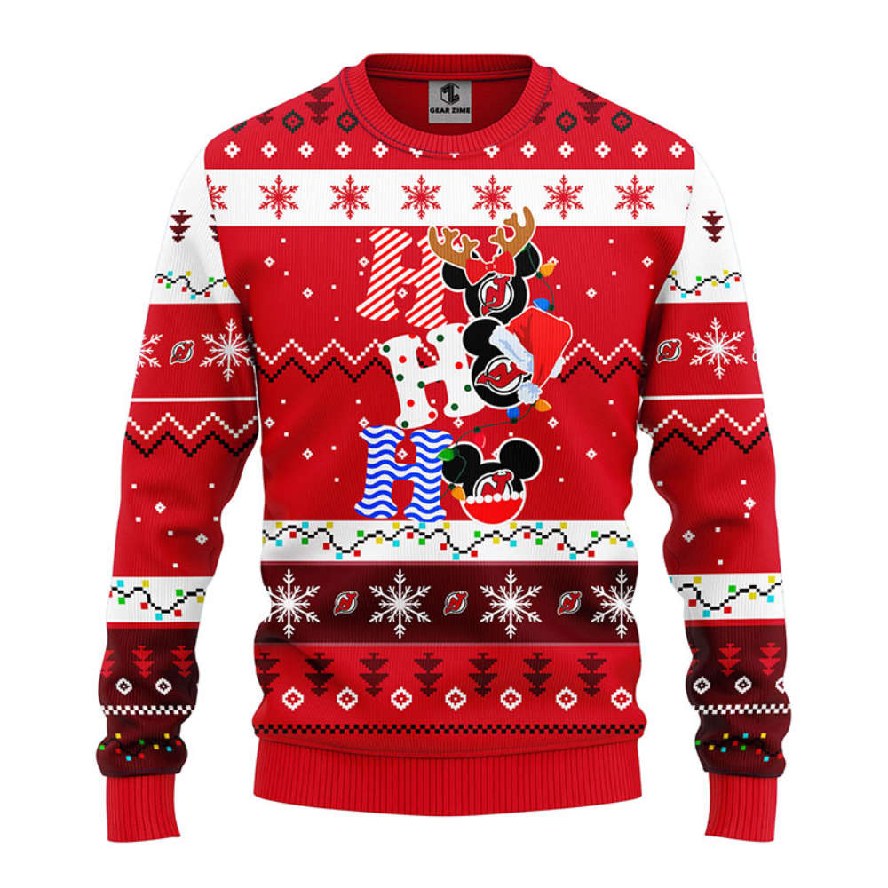 NHL New Jersey Devils HoHoHo Mickey Christmas Ugly Sweater – Christmas Gift