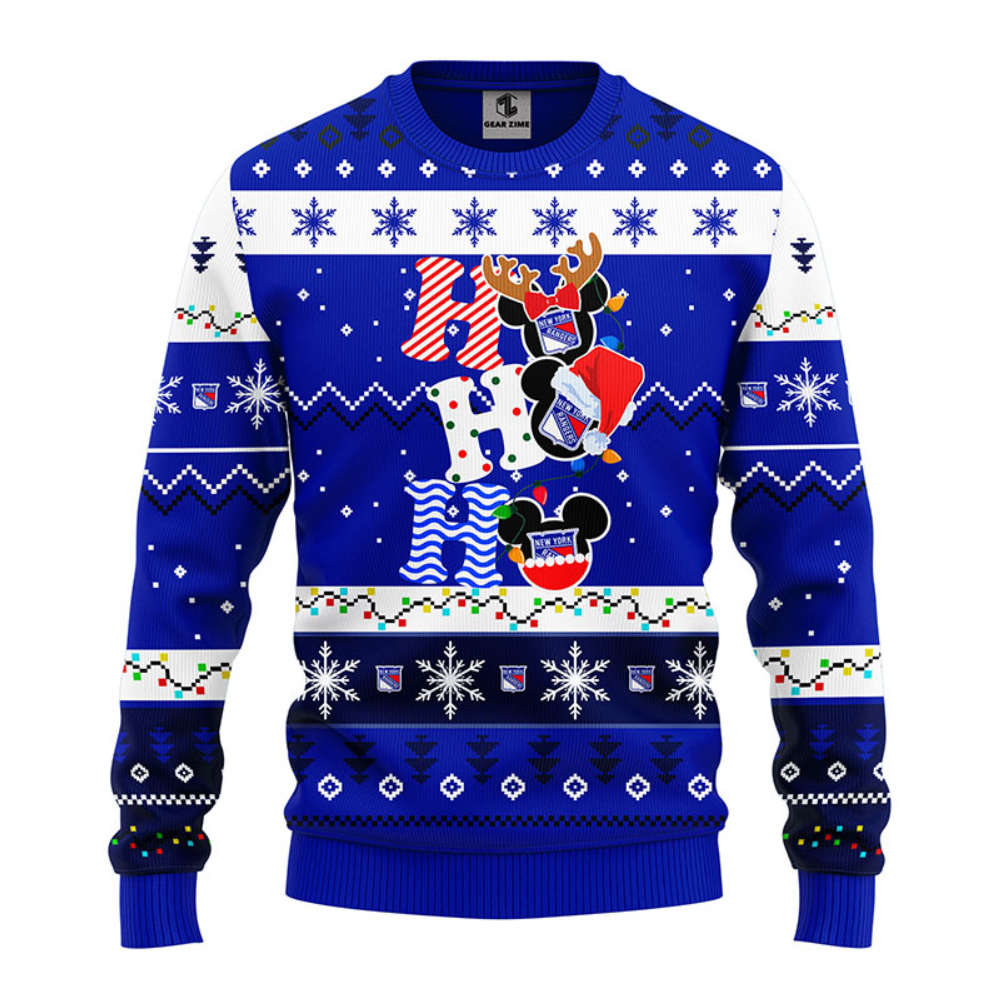 NHL New York Rangers HoHoHo Mickey Christmas Ugly Sweater – Christmas Gift