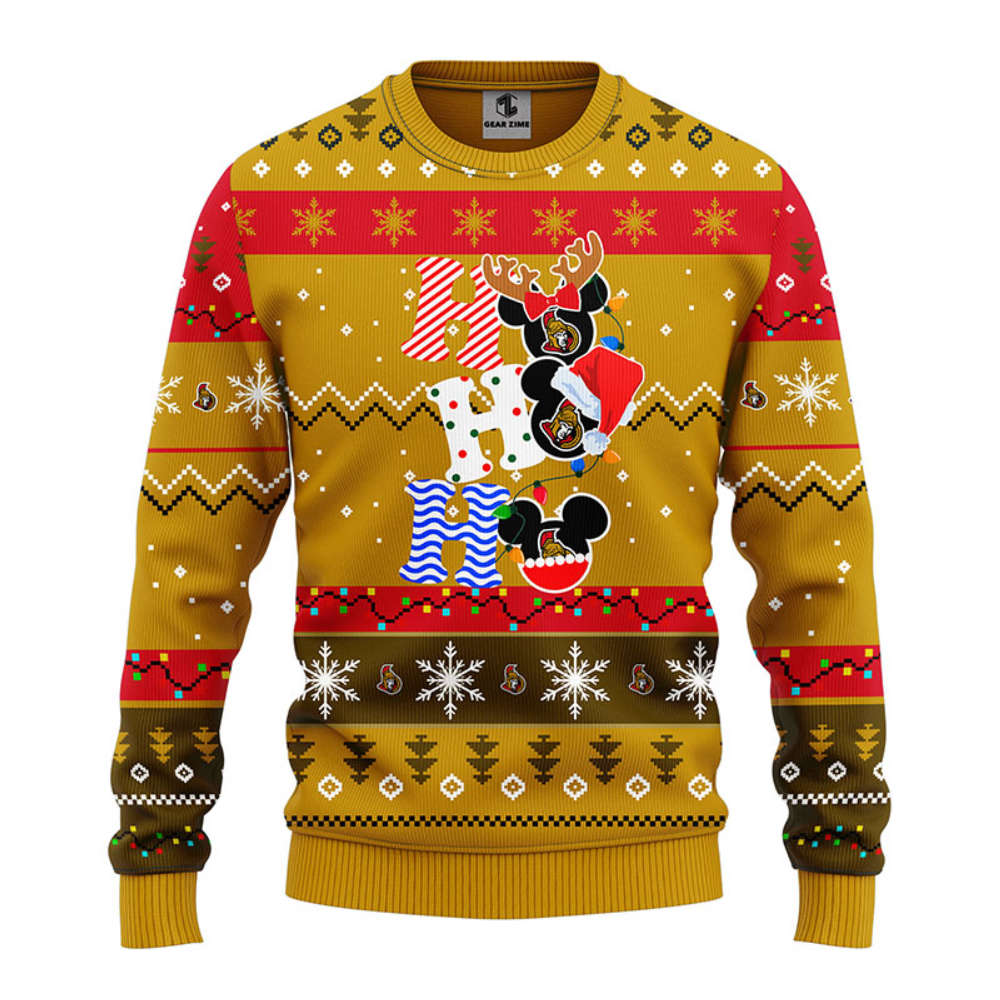 NHL Ottawa Senators HoHoHo Mickey Christmas Ugly Sweater – Christmas Gift