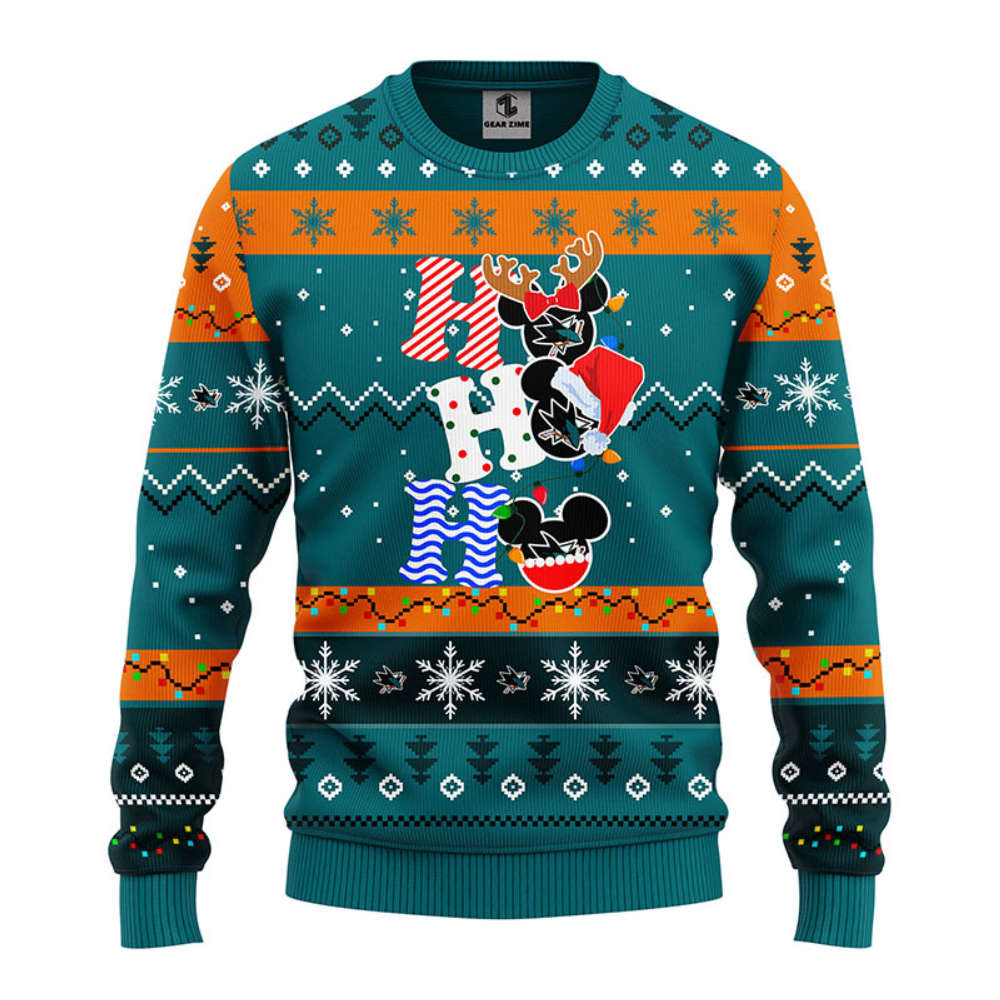 NHL San Jose Sharks HoHoHo Mickey Christmas Ugly Sweater – Christmas Gift