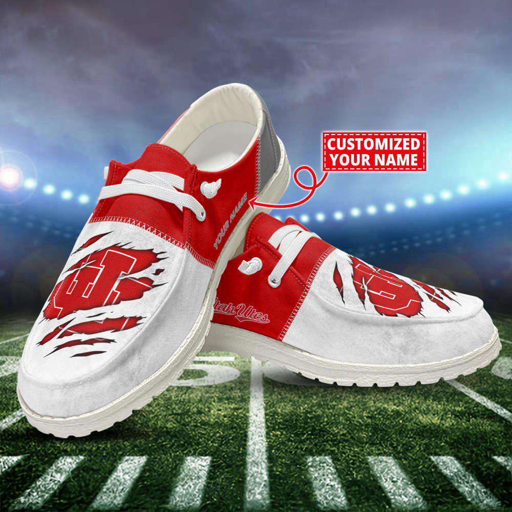 Nordmerch Utah Utes Personalized Hey Dude Sports Shoes – Custom Name Design Perfect Gift For Fans