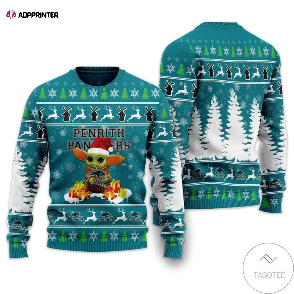 Penrith Panthers Baby Yoda Ugly Christmas Sweater