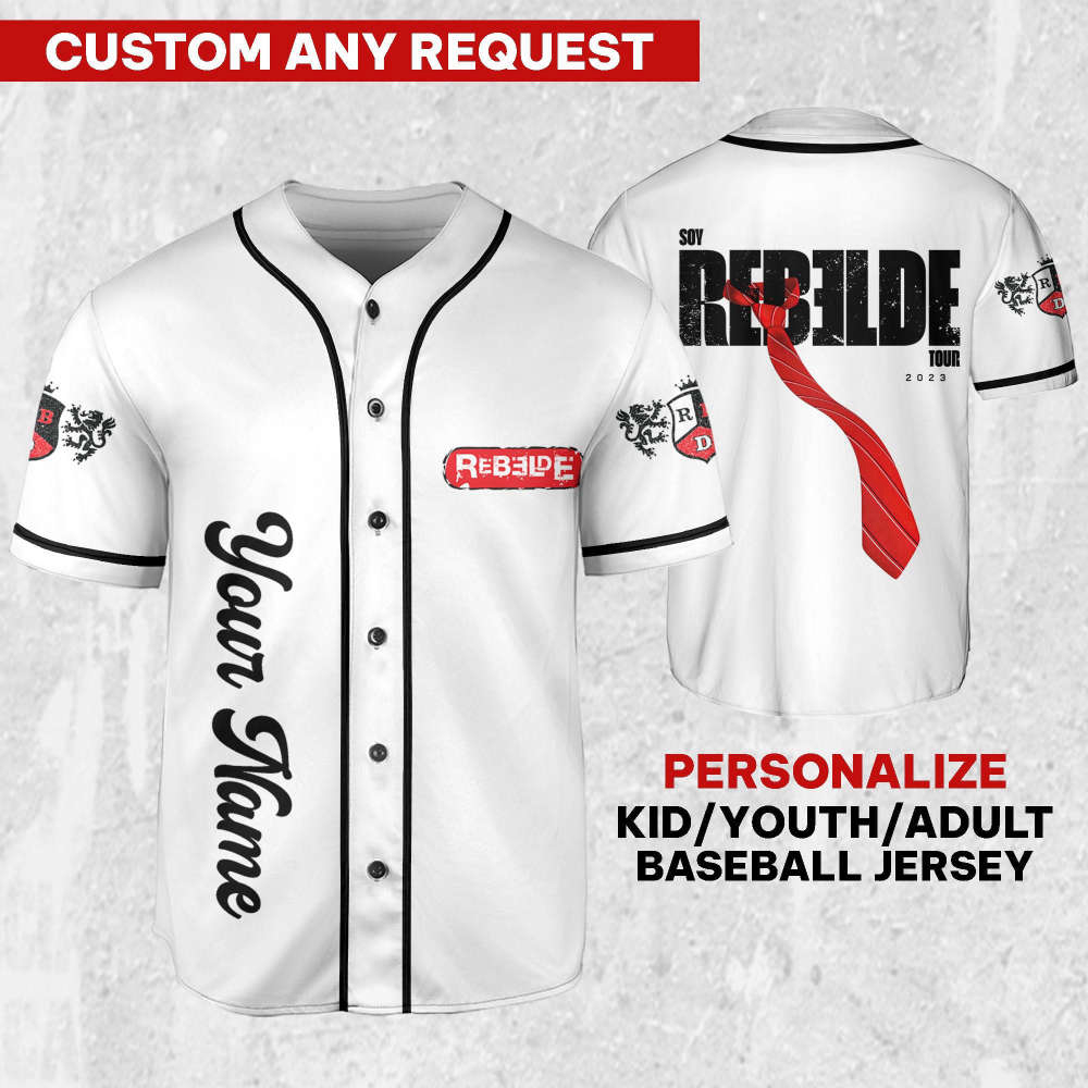 Personalize Soy Rebelde Tour White Color  Jersey, RBD Baseball Jersey, Soy Rebelde Baseball Jersey,RBD Tour Shirt,Rbd Concert 2023