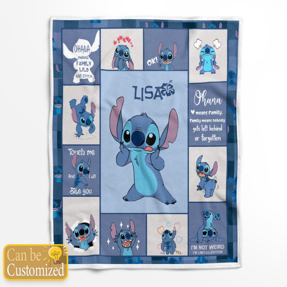 Personalized Stitch Fleece Blanket – Quilt Christmas Birthday Gift