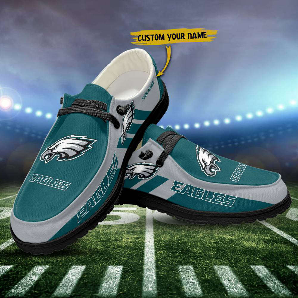 Philadelphia Eagles NFL Personalized Hey Dude Sports Shoes – Custom Name Design Perfect Gift